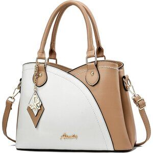 Women’s White  PU Leather Tote & Satchel Bag | Top Handle Crossbody Shoulder Bag